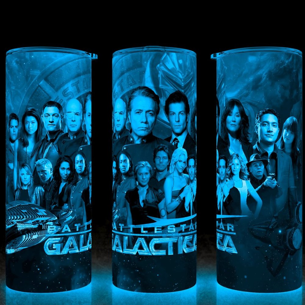 Glow in the Dark Battlestar Galactica All Characters SciFi Cup Mug Tumbl…